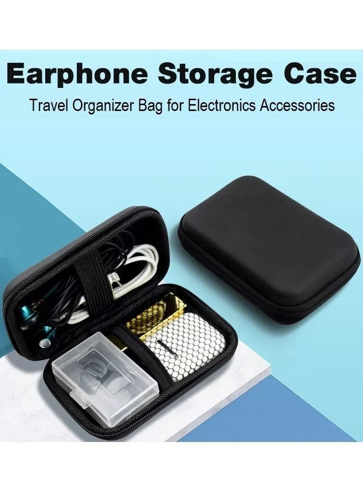 Generic Storage Bag for Earphones Bluetooth Earbuds Case Protective Hard Case Travel Organizer Pouch for Cables, Flash Drive, HDD, Power Bank  - Image 1
