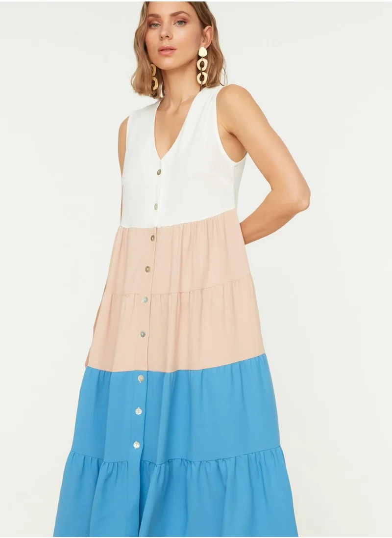 trendyol Colorblock Button Down Dress