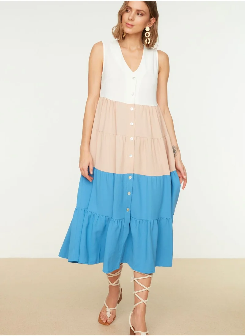 trendyol Colorblock Button Down Dress