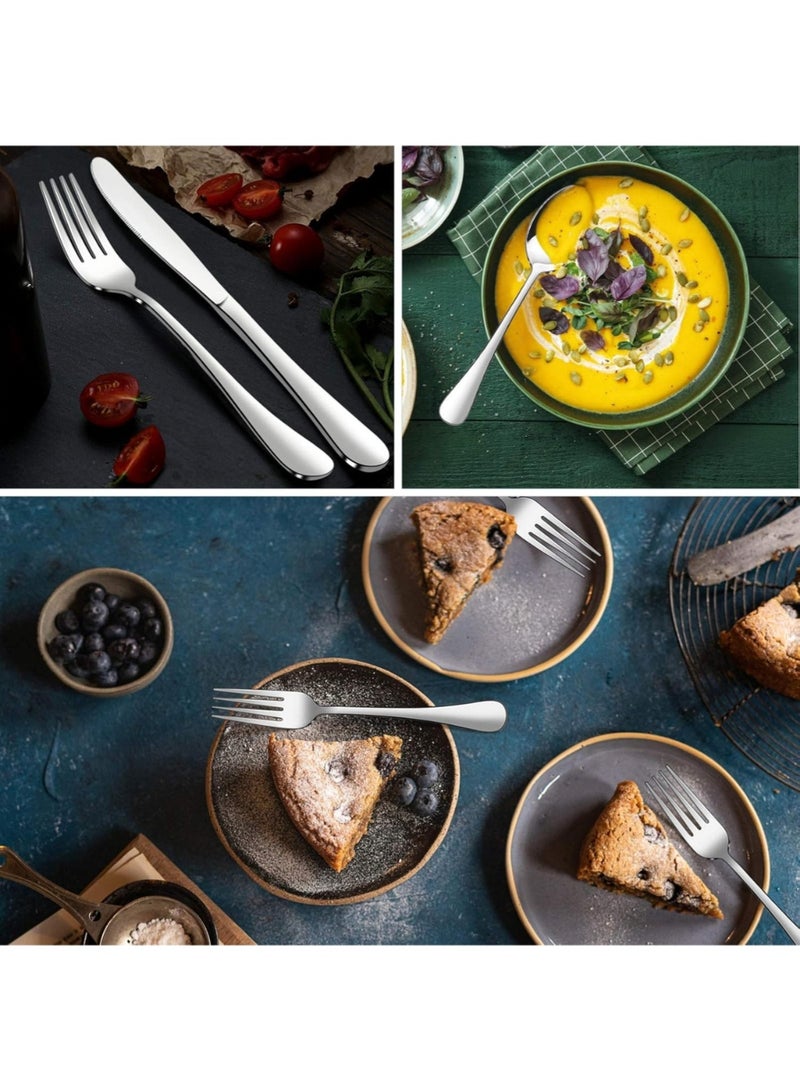 ليموس طقم أدوات مائدة من الفولاذ المقاوم للصدأ مكون من 24 قطعة لستة أشخاص، يتضمن سكينًا وشوكة وملعقة، أدوات مائدة أنيقة للاستخدام اليومي/أعياد الميلاد، بلمسة نهائية لامعة. آمن للغسل في غسالة الأطباق - Image 5