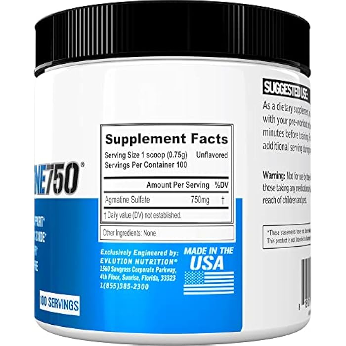 Evlution Agmatine Sulfate Nitric Oxide Powder Nutrition High Strength Agmatine Sulfate Powder Nitric Oxide Supplement for High Intensity Pumps Muscle Growth Recovery and Performance - Unflavored - Image 4