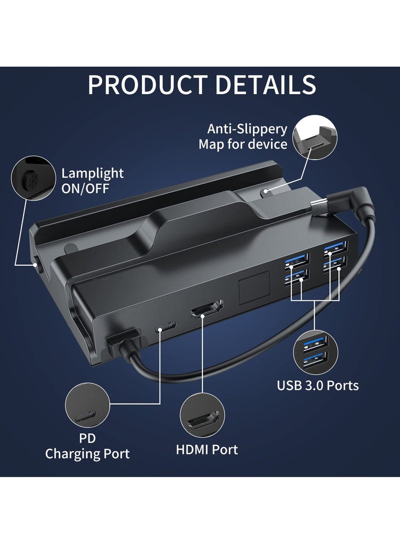 Excefore 6-in-1 Docking Station for Steam Deck, HDMI 2.0 4K@60Hz, USB-A 3.0, USB-C PD Port for Full Speed Charging - Compatible with Valve Stream Deck Accessories - Image 4