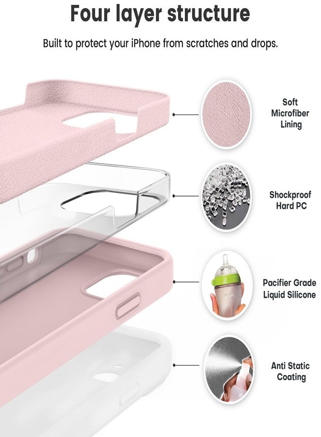 Vooii Compatible with iPhone 12 Case/iPhone 12 Pro Case, Liquid Silicone Upgrade [Soft Anti-Scratch Microfiber Lining] [Shockproof Drop Protection] Phone Case 6.1 inch - Chalk Pink - Image 2