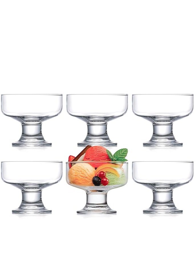 Blinkmax Set Of 6 Ice Cream Bowls Clear Glass Round 205 Milliliters  - Image 2