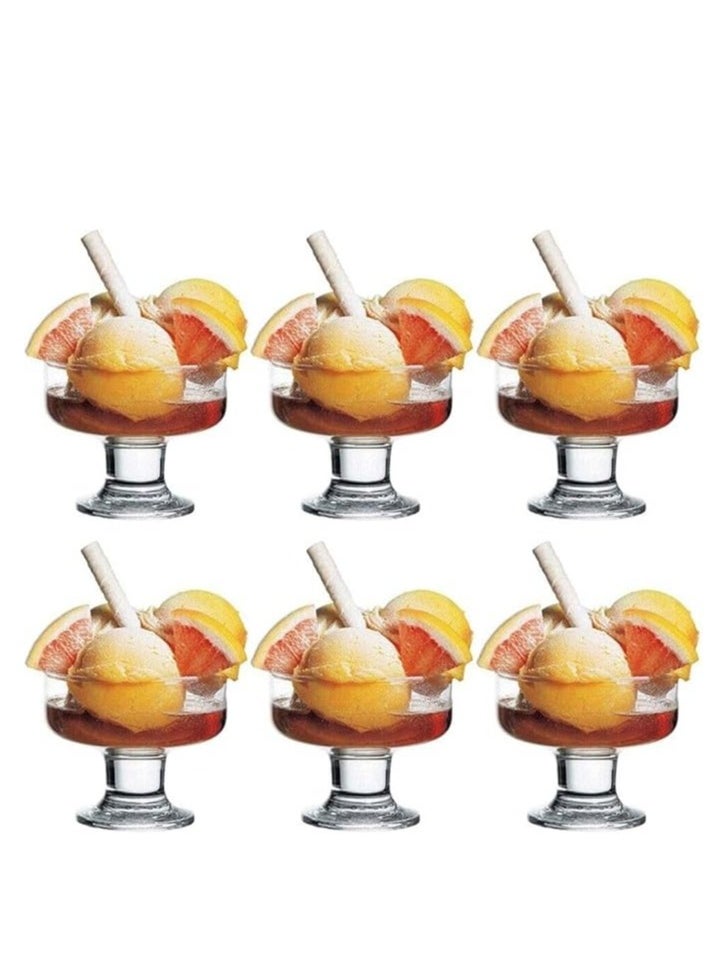 Blinkmax Set Of 6 Ice Cream Bowls Clear Glass Round 205 Milliliters  - Image 4