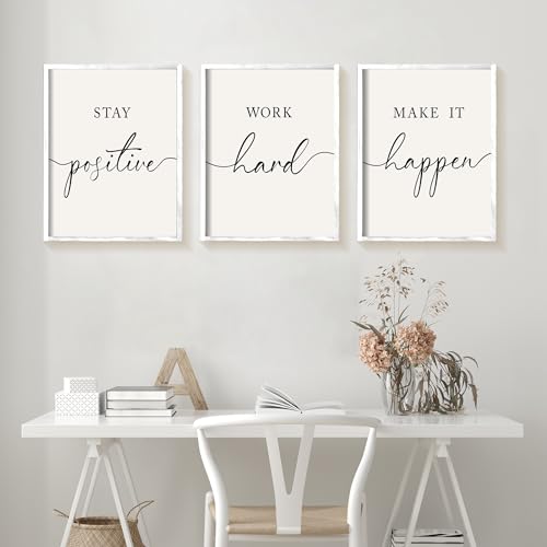 Heiple Motivational Wall Art 11"x14" Framed Wooden Inspirational Office Wall Decor for Men Picture Poster Positive Work Hard Quote Wall Decor for Home Office Bedroom (White, 11”x14”) - Image 2