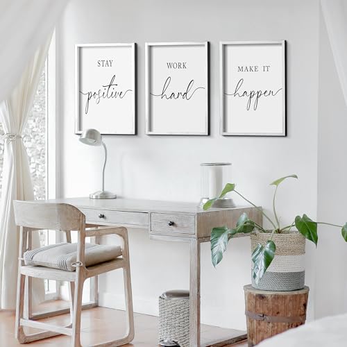 Heiple Motivational Wall Art 11"x14" Framed Wooden Inspirational Office Wall Decor for Men Picture Poster Positive Work Hard Quote Wall Decor for Home Office Bedroom (White, 11”x14”) - Image 3