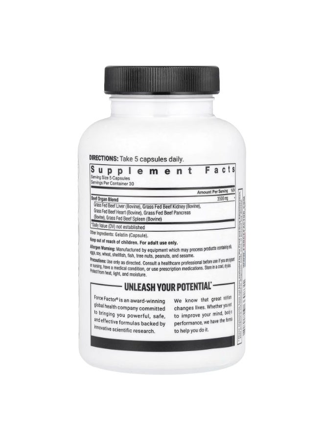 Force Factor Primal Origins™, Grass-Fed Beef Organs, 150 Capsules - Image 2