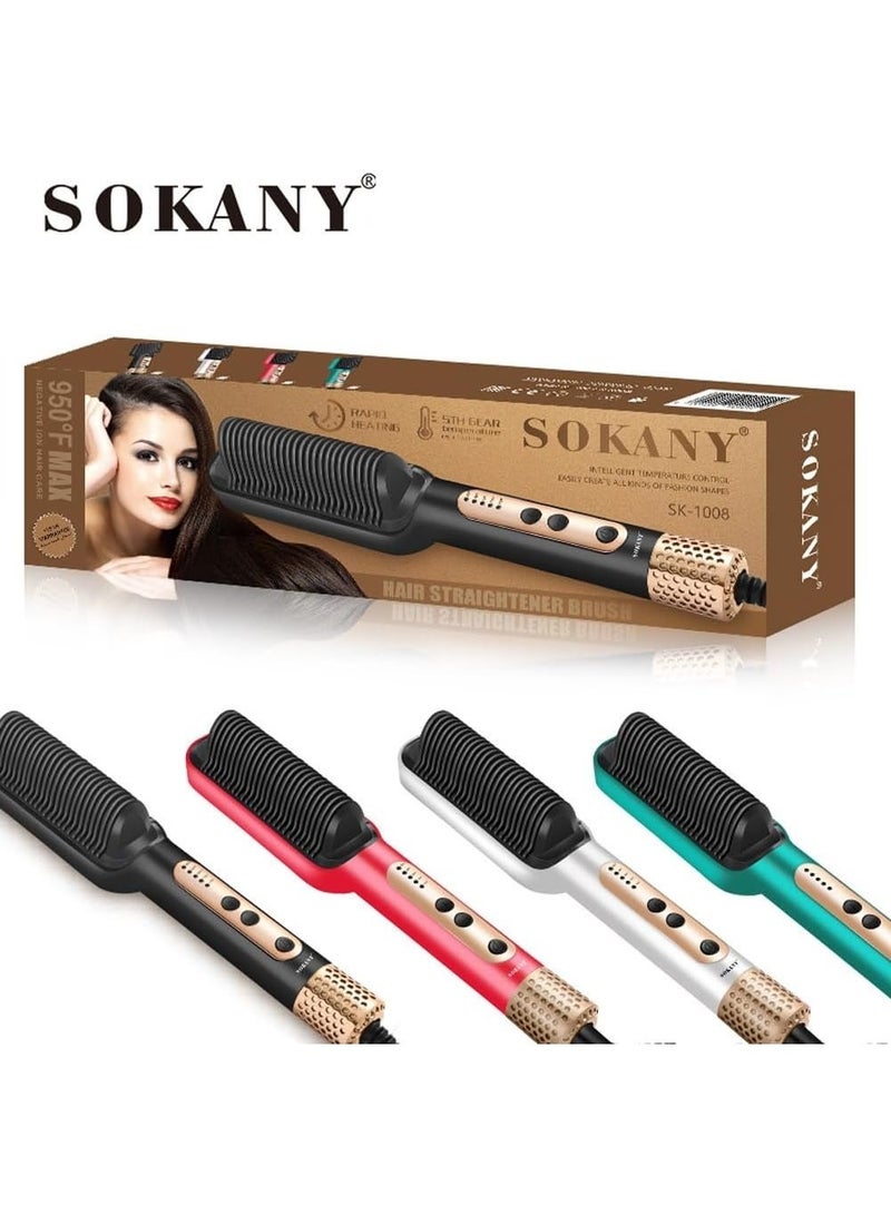 sokany Hair straightening brush - SOKANY SK-1008 thermal hair straightening comb, multi color - Image 1