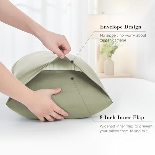 DOWNSTORIA Body Pillow Cover, Ultra Soft Microfiber Long Pillowcase, Envelope Closure Large Pillow Cases 20x54 inch (Sage Green) - Image 4