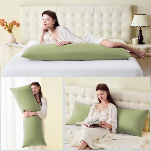 DOWNSTORIA Body Pillow Cover, Ultra Soft Microfiber Long Pillowcase, Envelope Closure Large Pillow Cases 20x54 inch (Sage Green) - Image 5