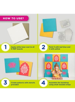 Fevicryl Fevicryl Festive Backdrop Kit - DIY Decor kit - (2ft x 2ft) pre-Cut MDF Board, Acrylic Colours, Stencils & a Guide | Unique Decoration Item | Perfect for Festive Gifting., Multicolor  - Image 3