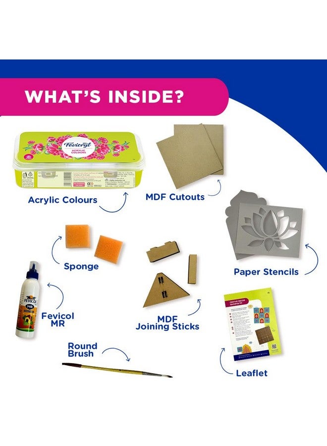 Fevicryl Festive Backdrop Kit - DIY Decor kit - (2ft x 2ft) pre-Cut MDF Board, Acrylic Colours, Stencils & a Guide | Unique Decoration Item | Perfect for Festive Gifting., Multicolor - Image 2