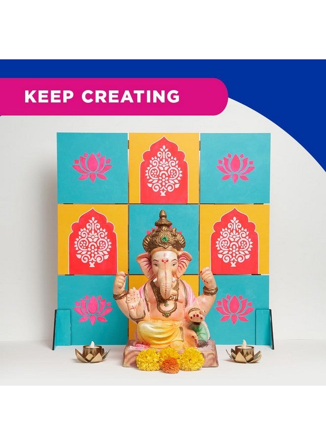 Fevicryl Festive Backdrop Kit - DIY Decor kit - (2ft x 2ft) pre-Cut MDF Board, Acrylic Colours, Stencils & a Guide | Unique Decoration Item | Perfect for Festive Gifting., Multicolor - Image 5