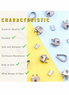 Y&D Wire Rope Accessory Set, 24pcs 304 Stainless Steel Cable Clamp Silver M2 Clip, Thimble, 2mm Aluminum Crimping Loop, for 1/8 inch  - Image 5