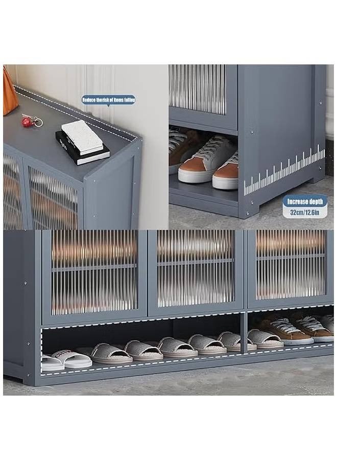 NKX 8 Tiers Multifunctional Entryway Shoe Cabinet with 4 Doors - Image 4