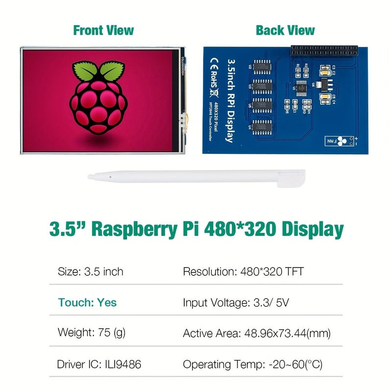 1 Set 3.5 Inch LCD Touch Screen ILI9486 480x320 SPI TFT Display With ABS Protective Case Shell Compatible With Raspberry Pi 4B - Image 3