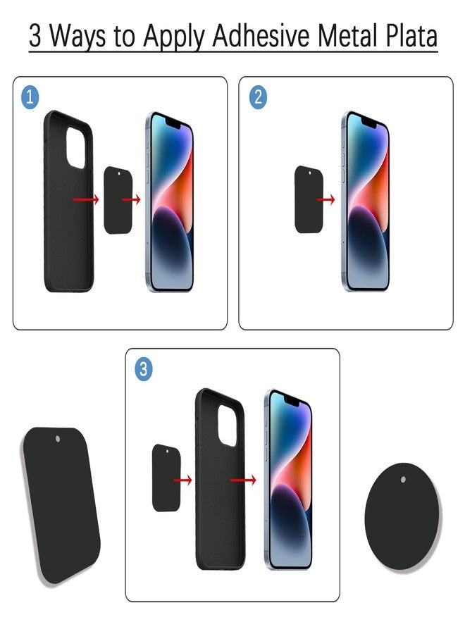 DSTELIN Universal Metal Plate 20 Pack for Magnetic Phone Car Mount Holder Cradle, Compatible with All Magnetic Mounts- 10 Rectangle and 10 Round, Black - Image 3