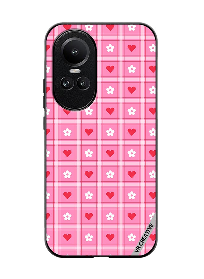 VR CREATIVE Protective Case Cover For Oppo Reno 10 Cute Heart Love Daisy Flower Red Pink Design Multicolour - Image 1