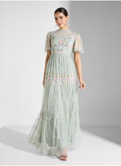 Maya Embroidered High Neck Maxi Dress  - Image 1