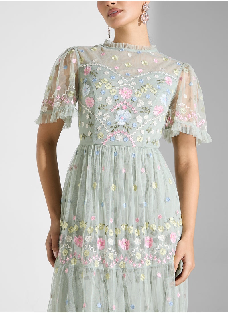 Maya Embroidered High Neck Maxi Dress  - Image 3