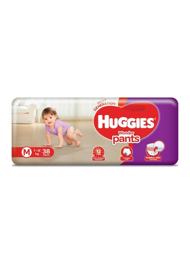 Huggies Wonder Pants Medium (M) Size Baby Diaper Pants, with Bubble Bed Technology for comfort, (7kg - 12kg) (38 count) - Image 1