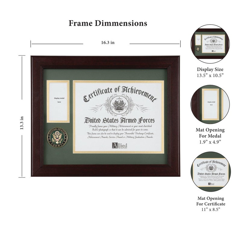 Allied Flag Allied Frame U.S. Army Medal and Award Frame with Medallion -13 x 16 - Image 3