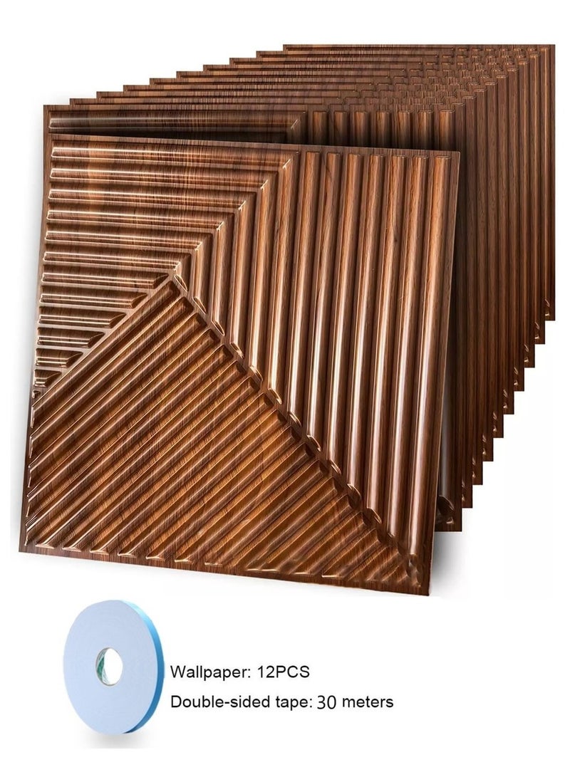 رات سو 12 قطعة لوحات حائط ثلاثية الأبعاد نسيج ثلاثي الأبعاد PVC ورق الحائط تصميم حائط مزخرف الجدار غلاف الحائط لوحات الجدران الداخلية ديكور الجدار لوحة حائط مميزة لغرفة المعيشة غرفة النوم خلفية كل 30x30 سم - Image 1