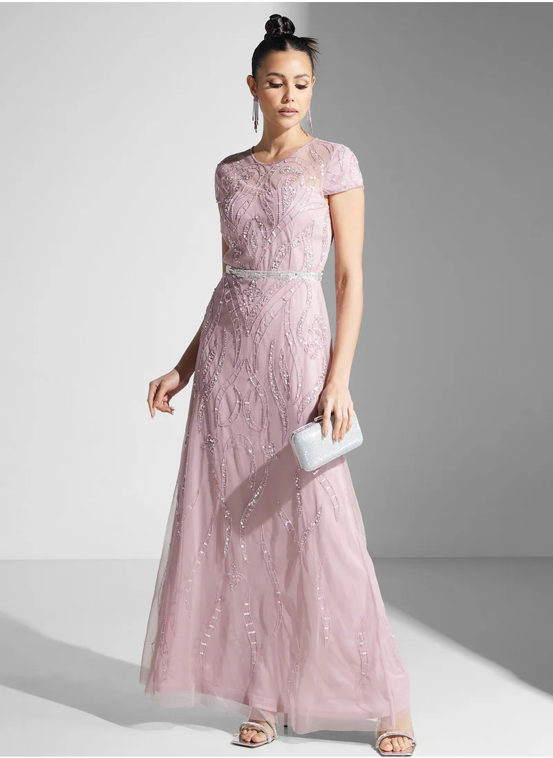 Namshi x Dima Dima Embellished Flared Dress