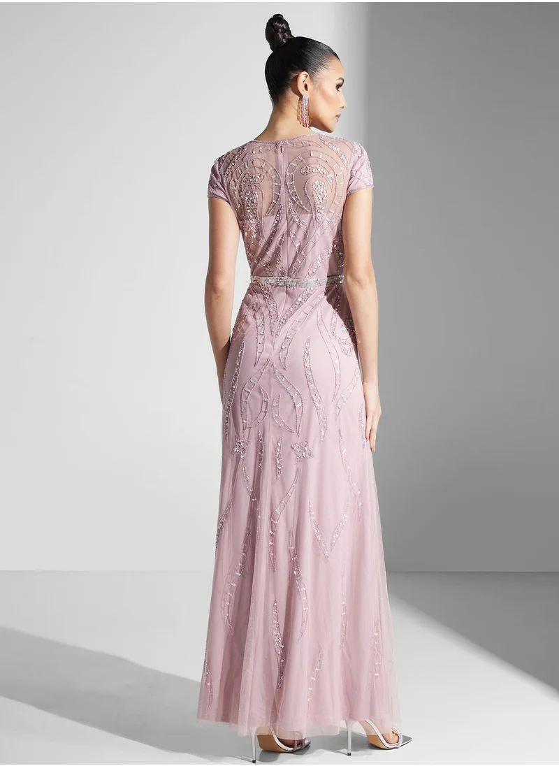 Namshi x Dima Dima Embellished Flared Dress
