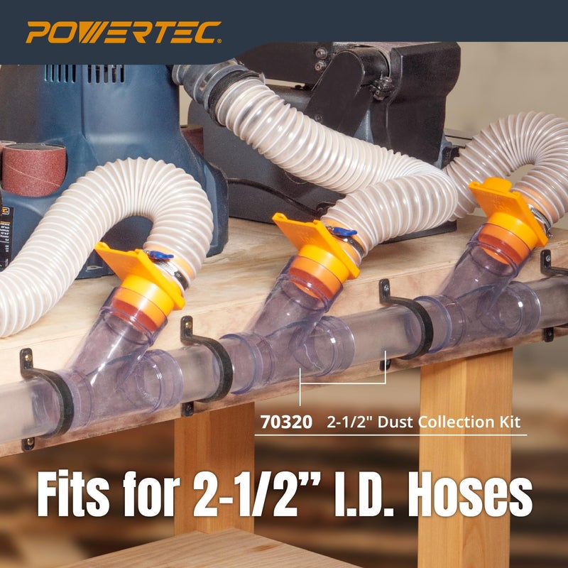 POWERTEC أنبوب PVC شفاف POWERTEC 2-1/2" × 36" طويل، 1PK أنبوب بلاستيكي صلب، أنبوب دائري متوافق مع ملحق جمع الغبار، لأدوات النجارة، نظام جمع الغبار، سيارات الألعاب ومغذيات الطيور (70176V) - Image 4