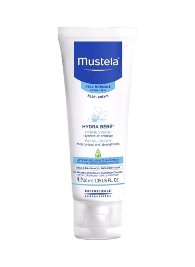 Mustela Hydra Bebe Facial Skin Care Baby Cream, Newborn, Vitamin-E, Long-Lasting Moisturizing - 40Ml - Image 1