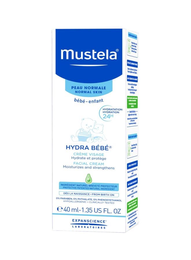 Mustela Hydra Bebe Facial Skin Care Baby Cream, Newborn, Vitamin-E, Long-Lasting Moisturizing - 40Ml - Image 2