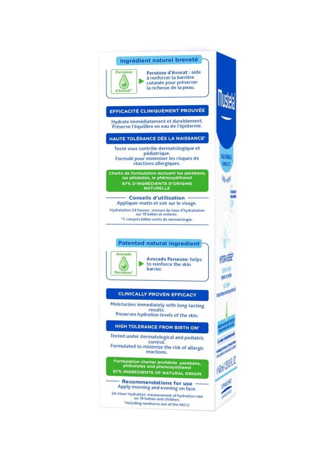 Mustela Hydra Bebe Facial Skin Care Baby Cream, Newborn, Vitamin-E, Long-Lasting Moisturizing - 40Ml - Image 3