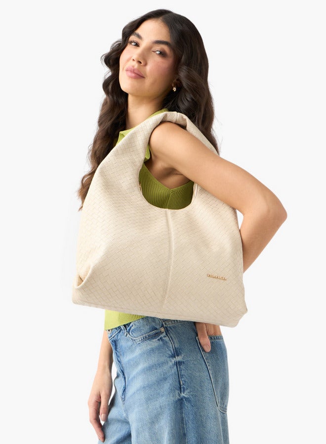 Flora Bella By Shoexpress Textured Hobo Bag with Handle and Zip Closure - Image 2