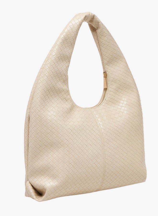 Flora Bella By Shoexpress Textured Hobo Bag with Handle and Zip Closure - Image 3