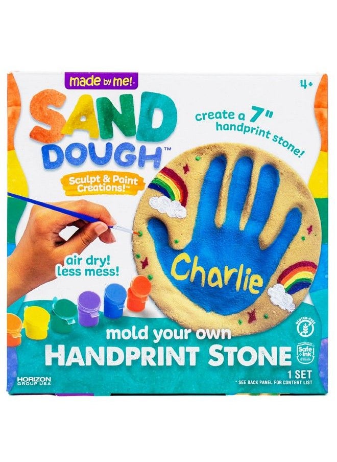 made by me - ! Sand Dough Sculpt & Paint Creations! Mold Your Own Hand Print Stone Diy 7Inch Handprint Stone Kit Messfree Stepping Stones Staycation Activity Keepsake Gift For Kids Ages 4+ - Image 1