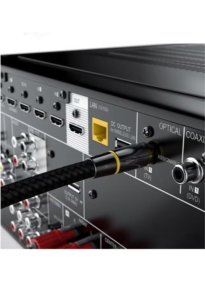 1 Pcs Digital Optical Audio Cable, 24K Gold-Plated Nylon Braided Optical Fiber Male to Male Cable, 150 cm Digital Optical Cable for Sound Bar, TV, Playstation - Image 3