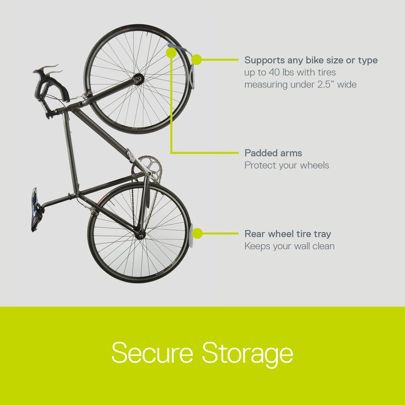 Delta Leonardo Bike Rack Wall Mount with Tire Tray by Delta Cycle â€“ Elegant Vertical Hanger Hook Design Provides Easy Bicycle Storage Access â€“ Hassle-Free Installation â€“ Vertical Mount Holds Up to 40 lbs - Image 2