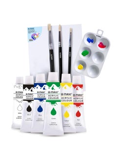 Maxi A3 Size Stretched Canvas Board With 6 Acrylic Paint Tubes, 3 Brushes And A Painting Palette  - Image 1