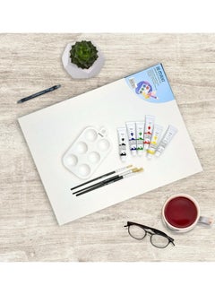 Maxi A3 Size Stretched Canvas Board With 6 Acrylic Paint Tubes, 3 Brushes And A Painting Palette  - Image 4