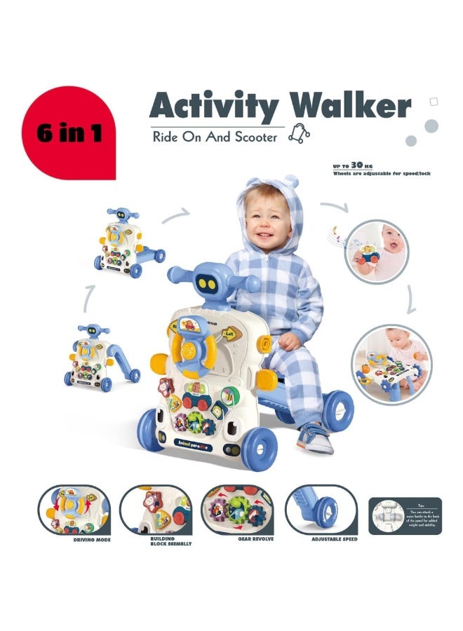 مشاية أطفال 6 في 1، سكوتر ركوب ومركز أنشطة تعليمي – لعبة تنمية مهارات شاملة للرضع والأطفال الصغار - Image 3