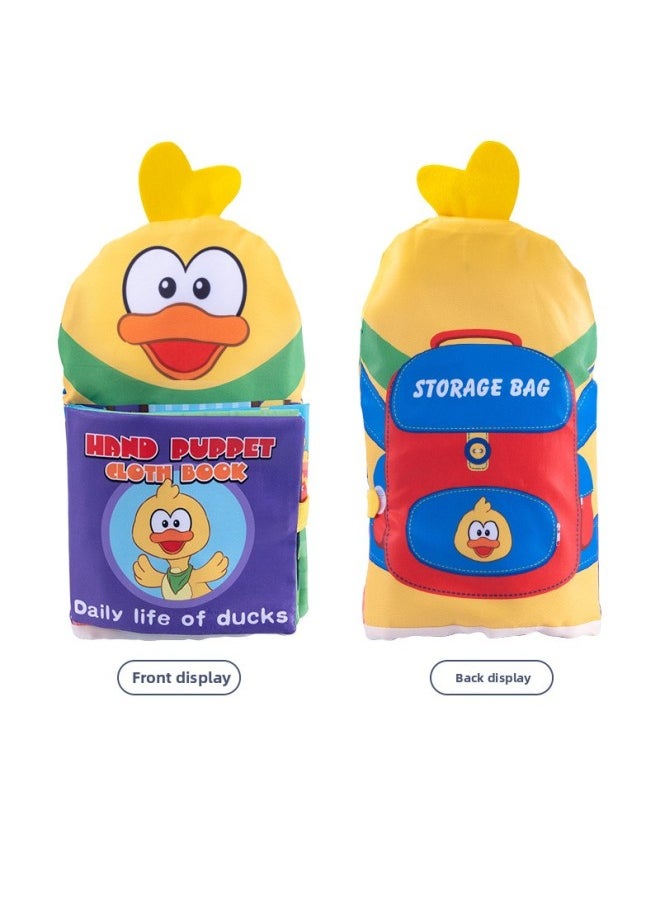 Baby Early Education Story Hand Puppet Cloth Book Baby Puzzle Tear Not To Rot Sound Paper BB Called Animal Macey Duck Children's Cloth Book-Color:Cute Duck Story Hand Puppet Cloth Book [OPP Bag]]  - Image 1