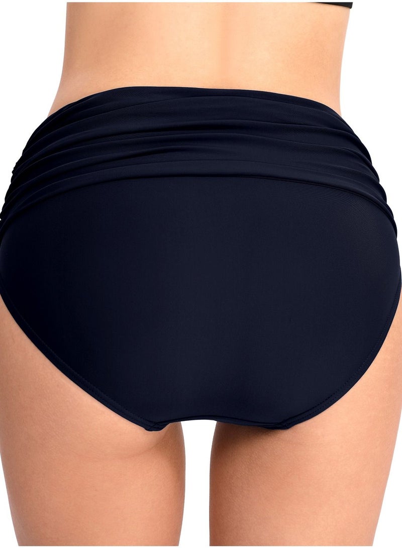 Loquat Solid Color Plunge Bikini Bottom Dark Blue  - Image 2