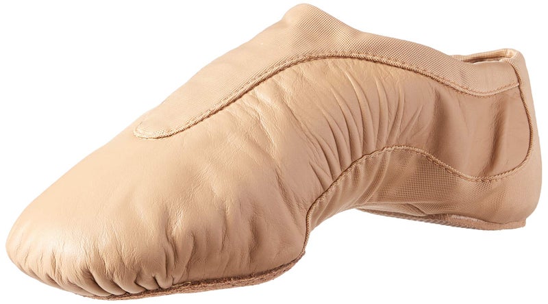 Bloch Women's Pulse Leather and Neoprene Split Sole Jazz Shoe, Tan, 4