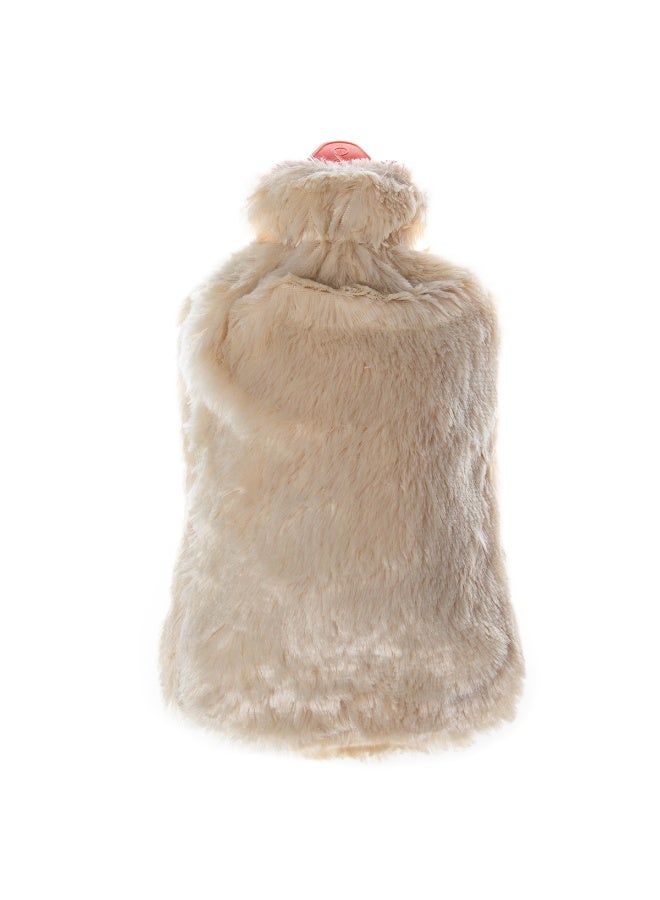 Biggdesign 2L Large Hot Water Bag with Soft Plush Cover, Cold & Hot Compress, Washable Hot Water Bag for Cramps, Neck and Back Pain, Feet and Shoulders, Beige - Image 2