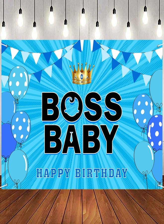 INNORU Boss Boy Backdrop Banner, Gender Reveal Poster Baby Shower Photography Backdrop Boy 1st Birthday Party Decorations Photo Booth Props 6x4ft - Image 1