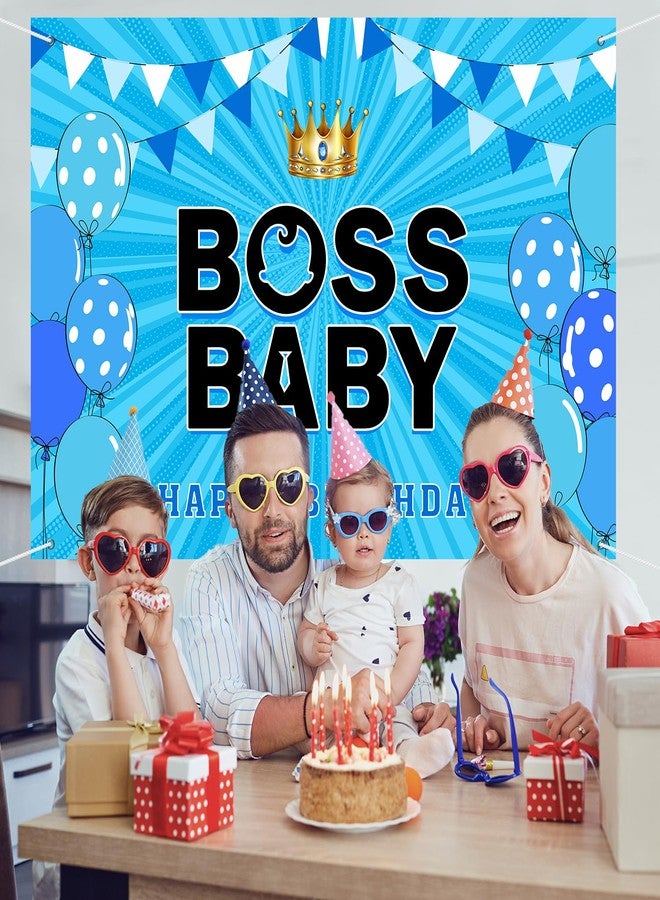 INNORU Boss Boy Backdrop Banner, Gender Reveal Poster Baby Shower Photography Backdrop Boy 1st Birthday Party Decorations Photo Booth Props 6x4ft - Image 5