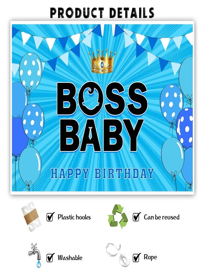 INNORU Boss Boy Backdrop Banner, Gender Reveal Poster Baby Shower Photography Backdrop Boy 1st Birthday Party Decorations Photo Booth Props 6x4ft - Image 3