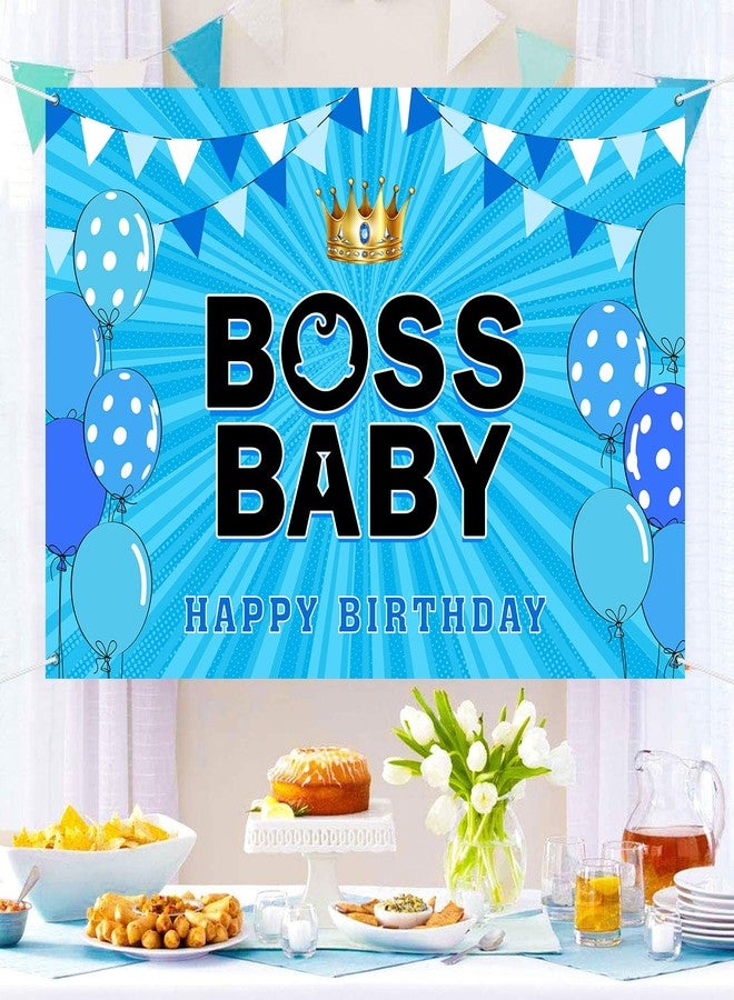 INNORU Boss Boy Backdrop Banner, Gender Reveal Poster Baby Shower Photography Backdrop Boy 1st Birthday Party Decorations Photo Booth Props 6x4ft - Image 4